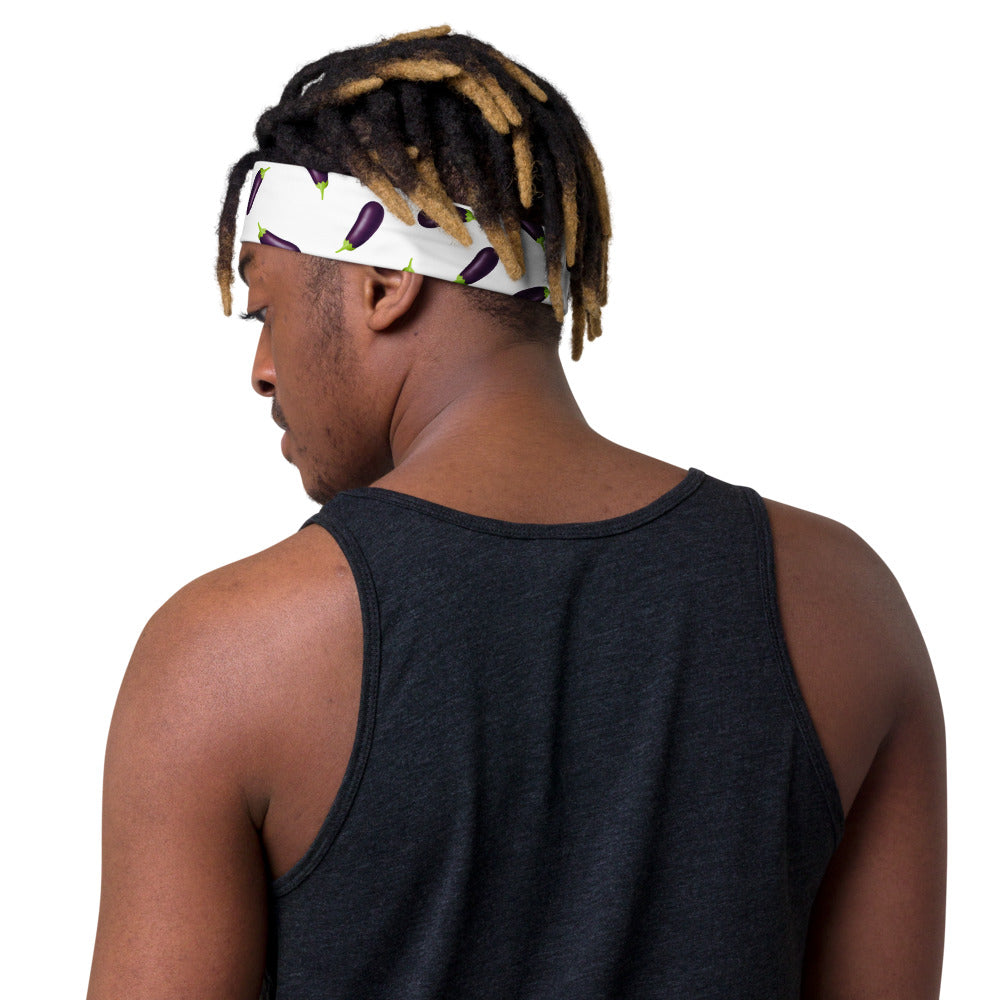 Eggplant Emoji Headband White