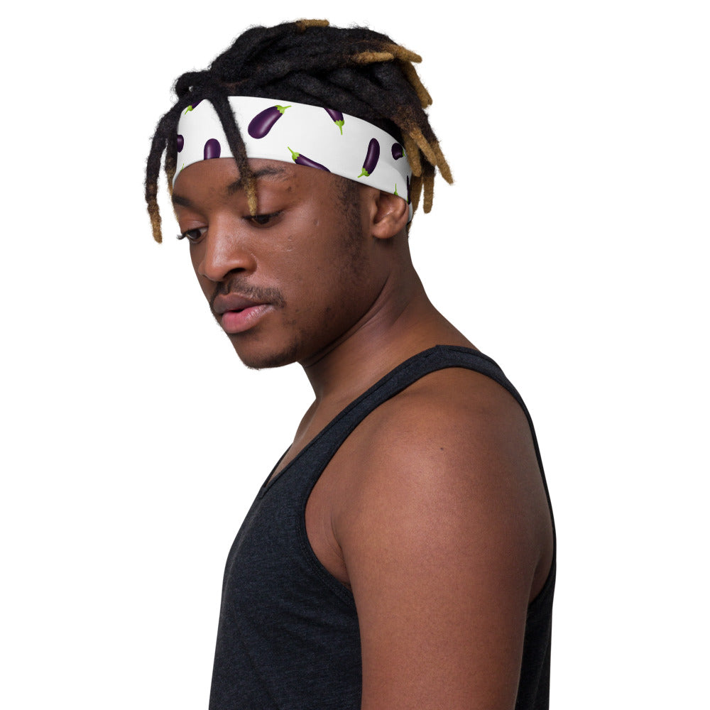 Eggplant Emoji Headband White