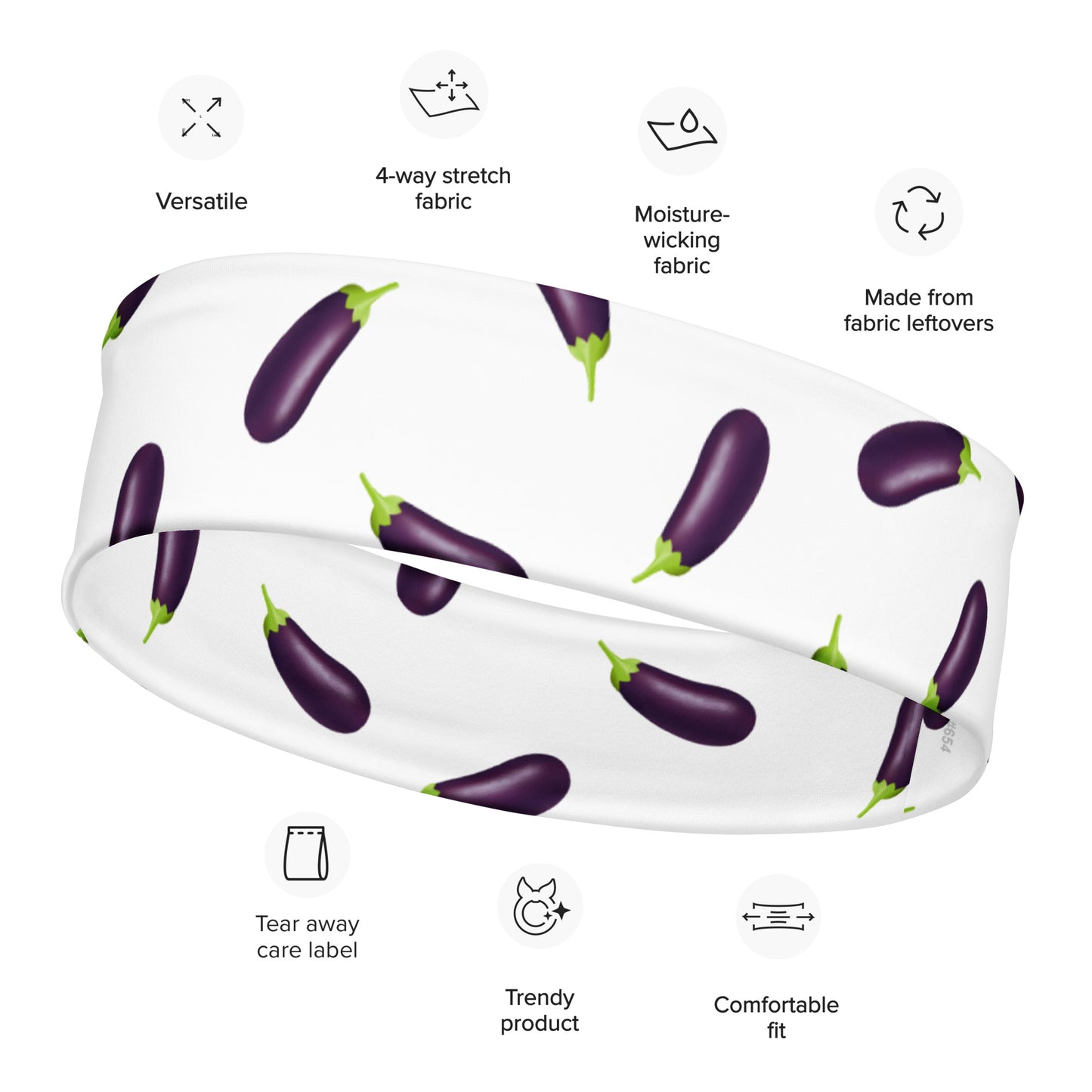 Eggplant Emoji Headband White