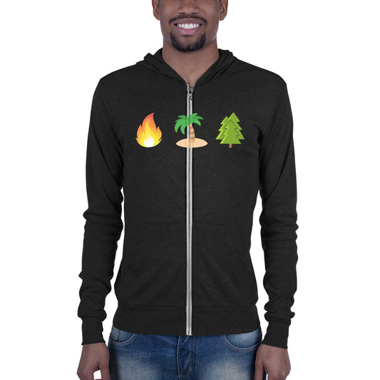 Zip Up Fire Island Pines Emoji Lightweight Hoodie