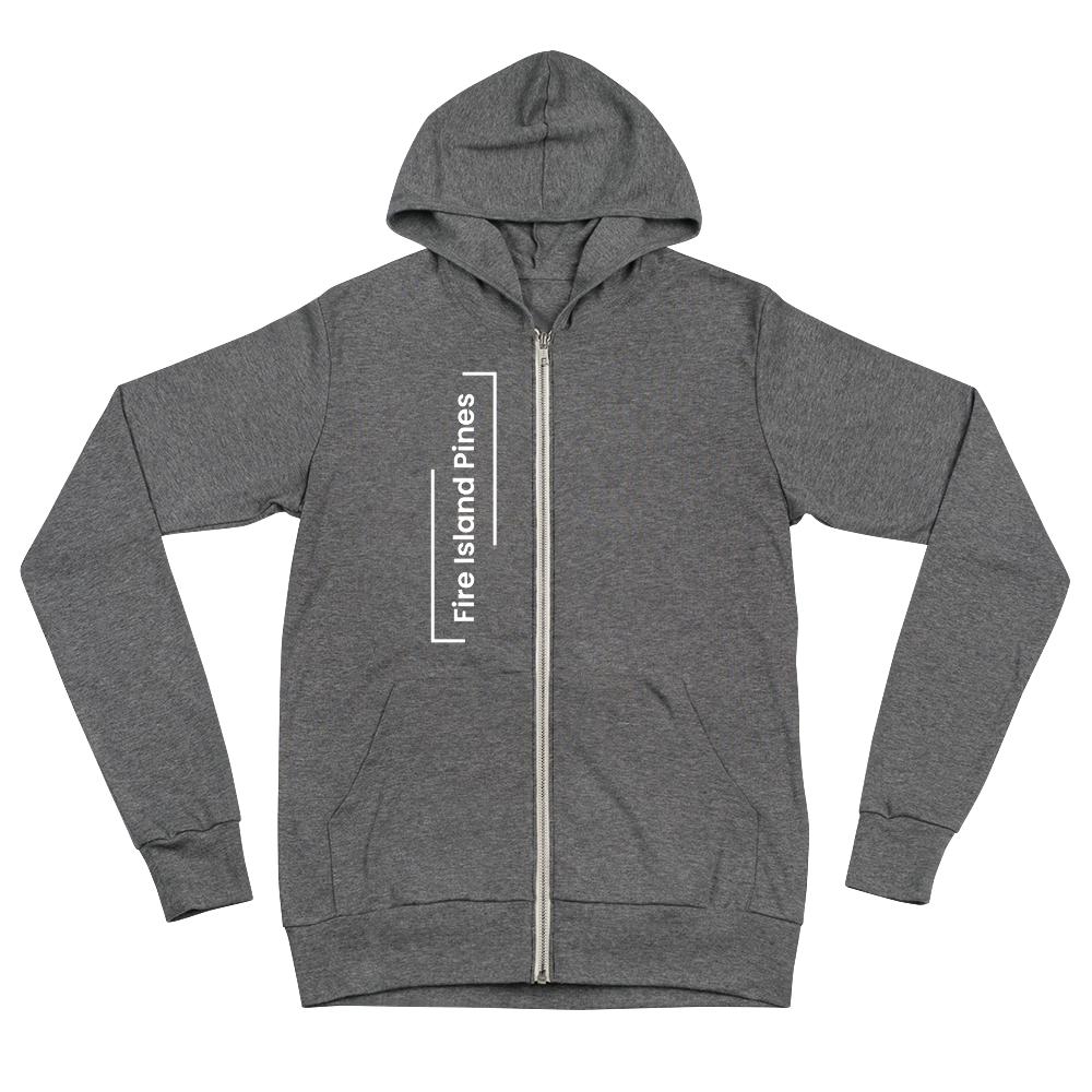 Zip Up Fire Island Pines Vertical Split Logo Hoodie - Bella + Canvas