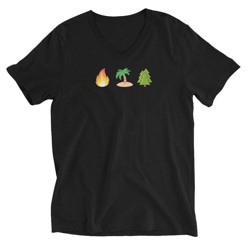 V-Neck T-Shirt Fire Island Pines Emoji - Bella + Canvas