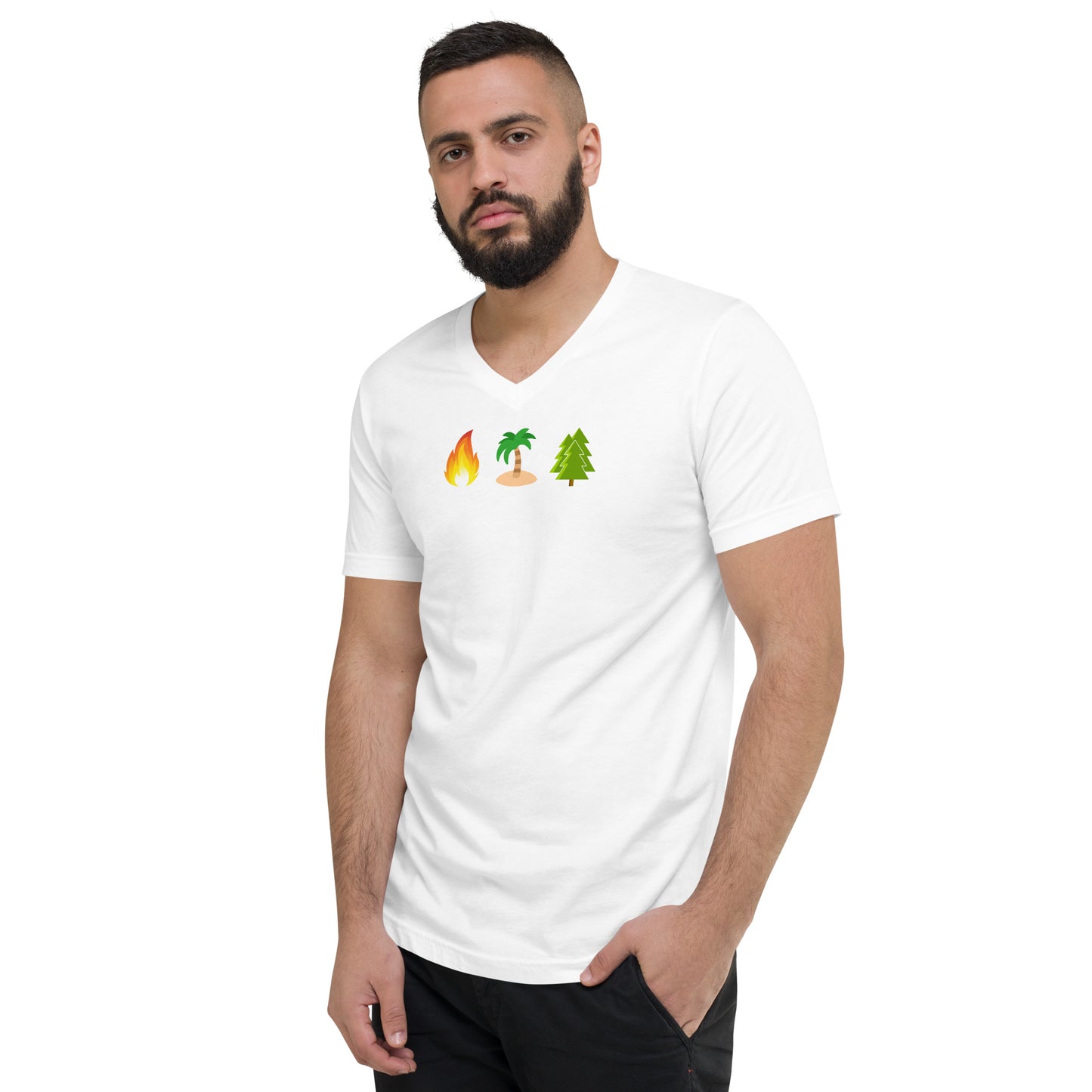 V-Neck T-Shirt Fire Island Pines Emoji - Bella + Canvas